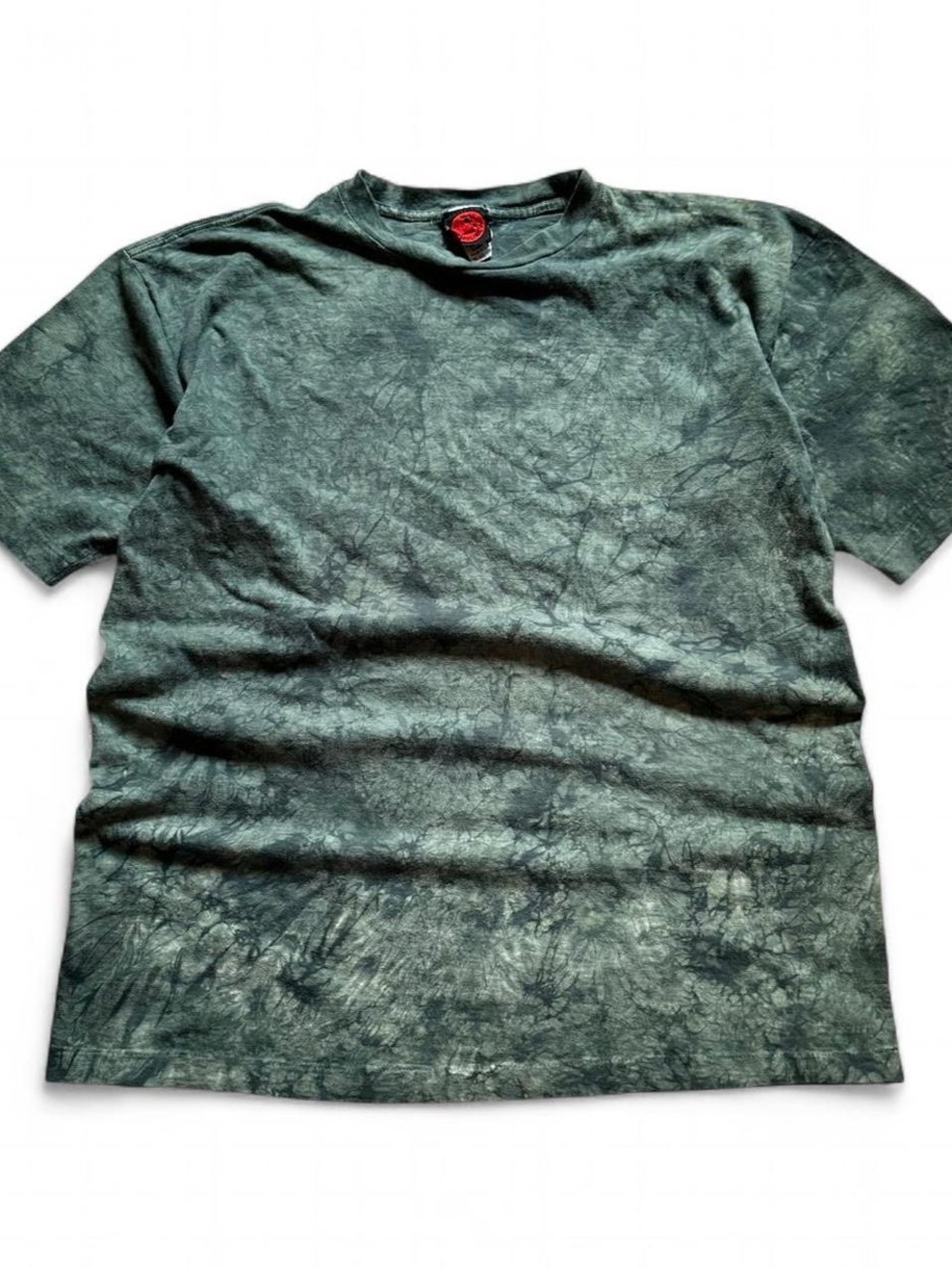 Vintage 1990d Men's Short Sleeve Crew Neck Tee in Dark Green Tie-Dye L